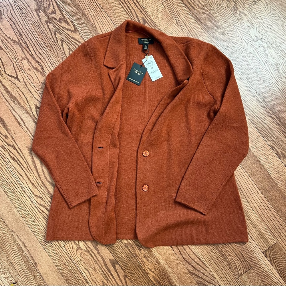 NWT Charter Club Luxury 100% Cashmere Blazer - Bronze Pecan